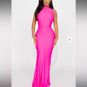 NWT Fashion Nova Barcelona backless maxi dress in hot pink